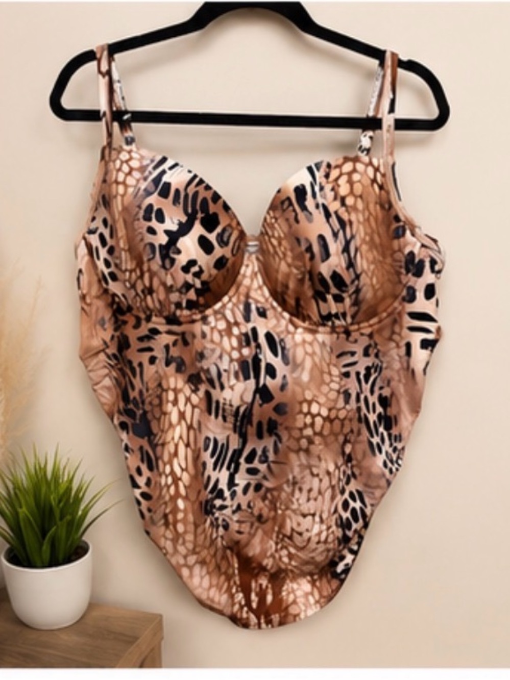 Shape Fx Swim Top - Brown Animal Print
